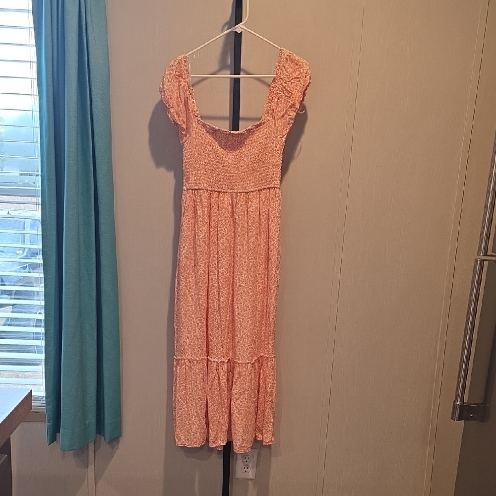 (J45) Aeropostale Peach Midi Dress Sz M